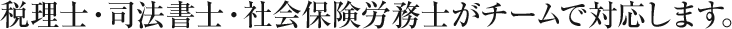 税理士・司法書士・社会保険労務士がチームで対応します。